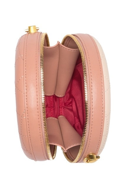 Two-Tone Round Quilted Leather Crossbody Bag