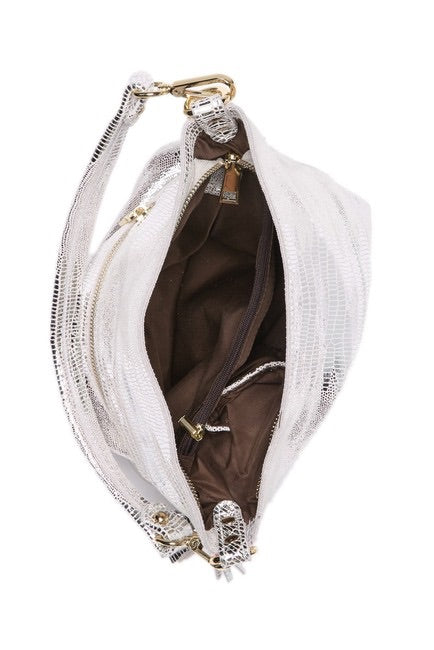 Lizard Embossed Leather Shoulder Bag