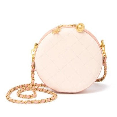 Two-Tone Round Quilted Leather Crossbody Bag