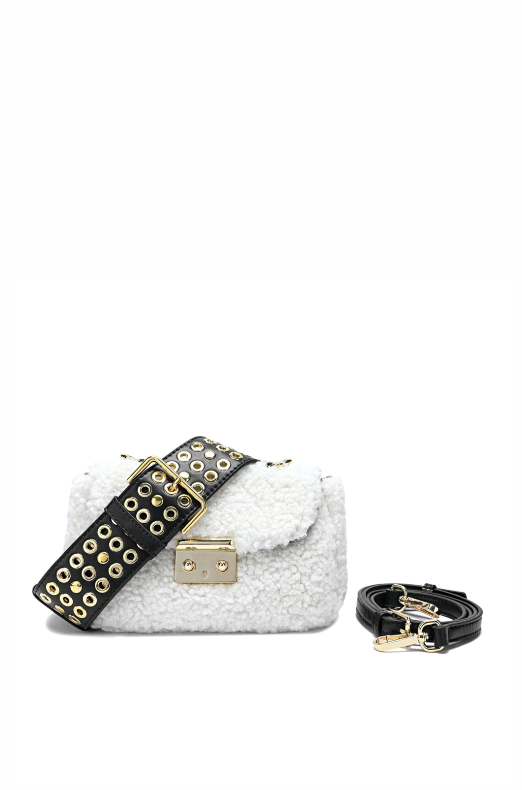 Wool-shearling Flap Shoulder Bag