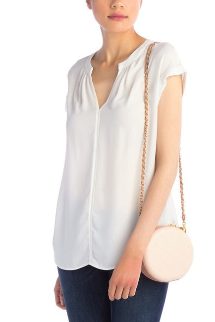Two-Tone Round Quilted Leather Crossbody Bag
