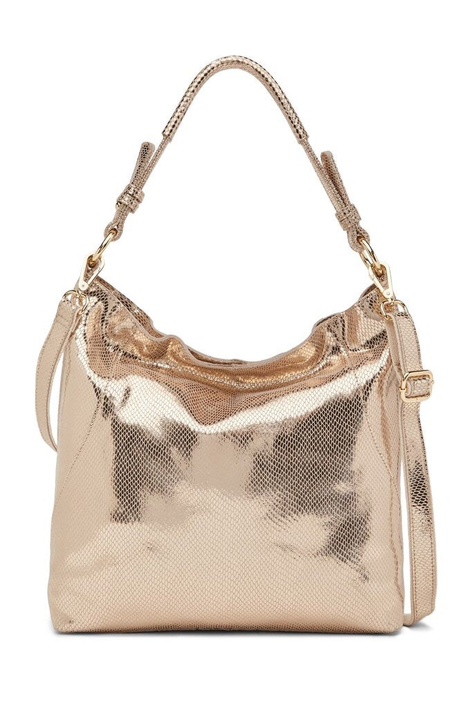 Snake Embossed Leather Messenger Bag