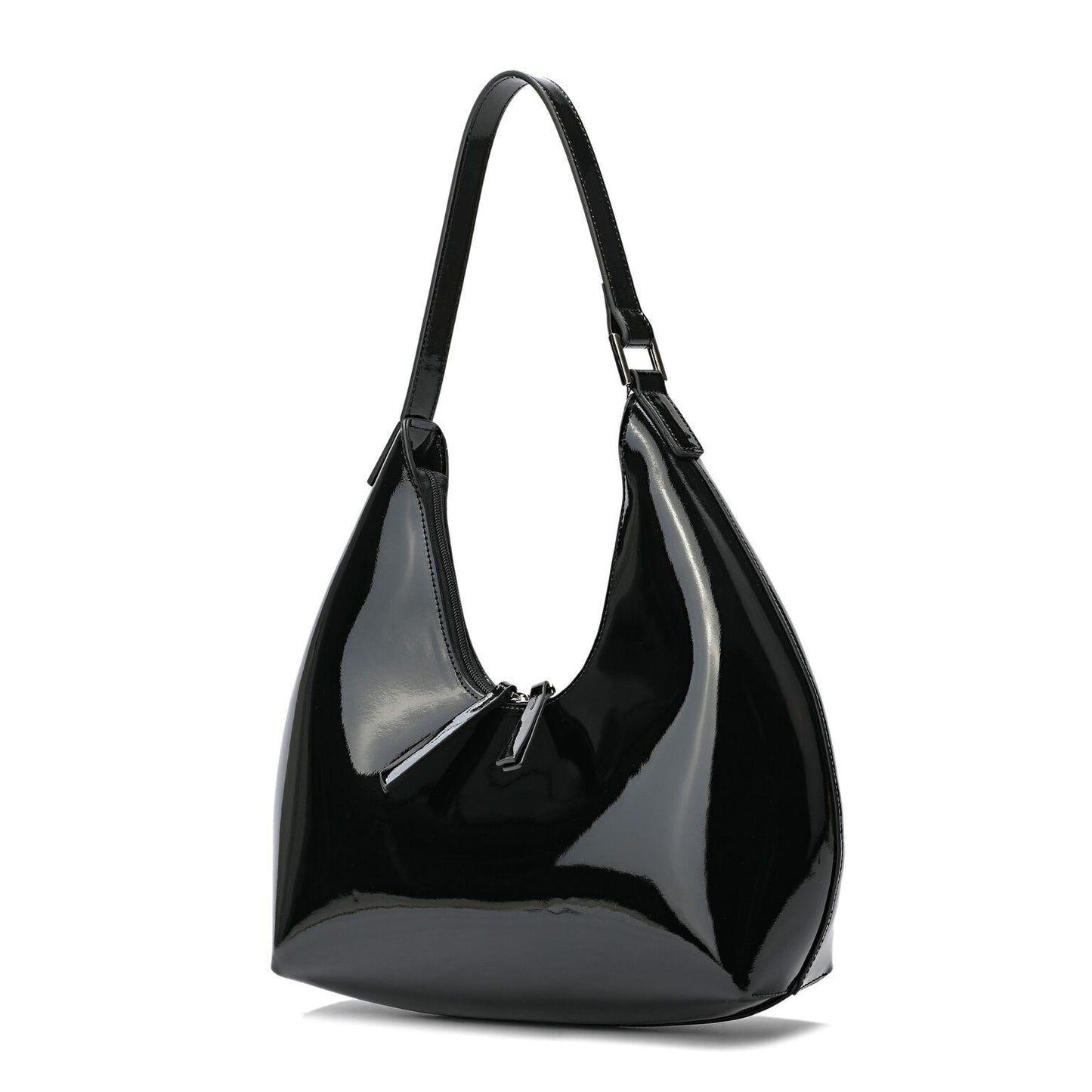 Full-grain Patent Leather Large Hobo Bag