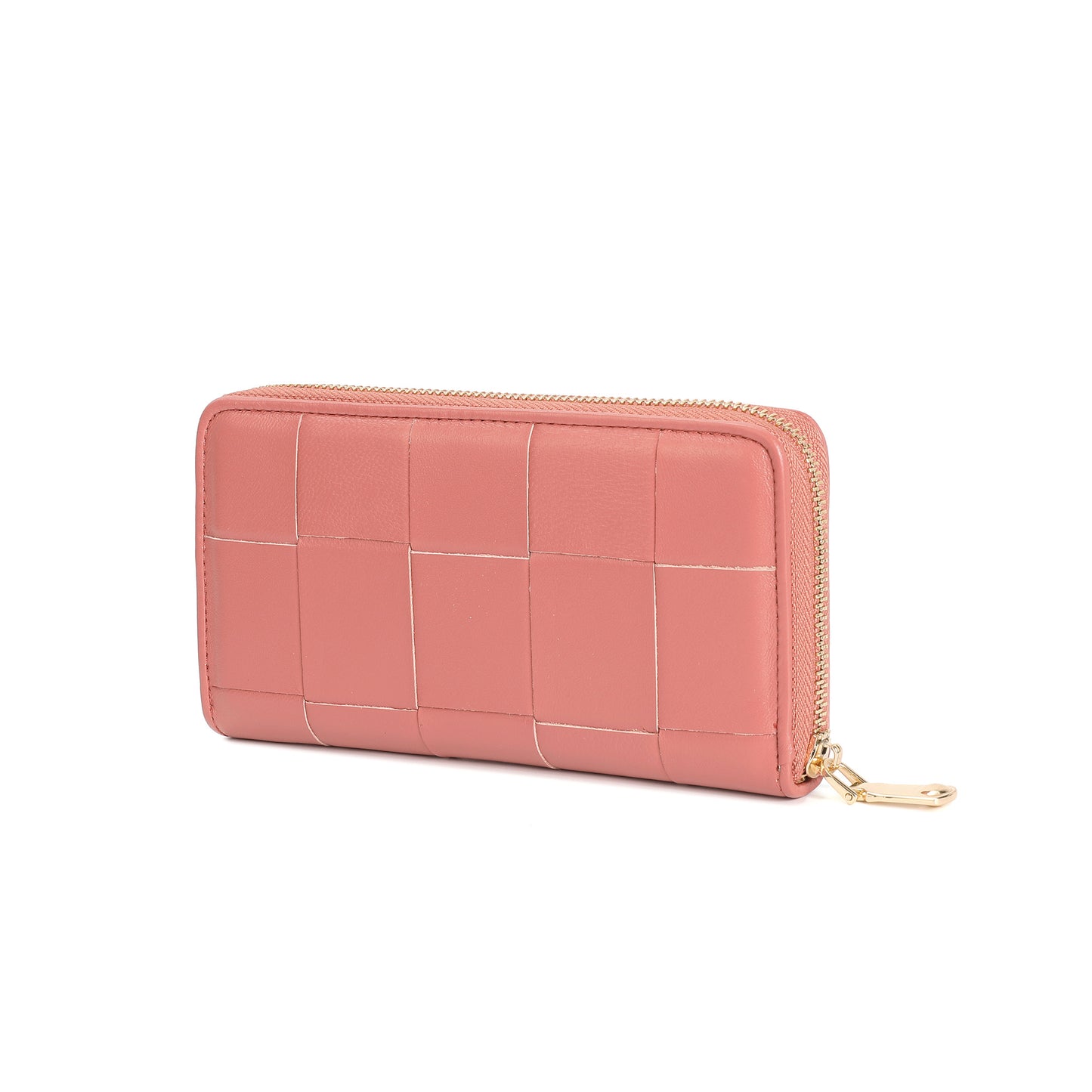 Woven Leather Zip-Around Wallet