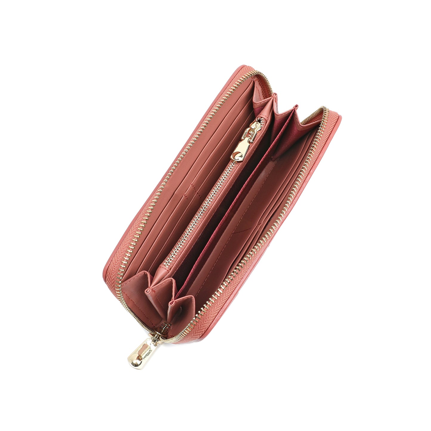 Woven Leather Zip-Around Wallet