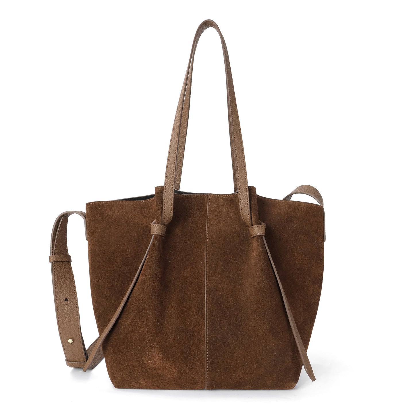 Suede & Leather Convertible Tote Bag