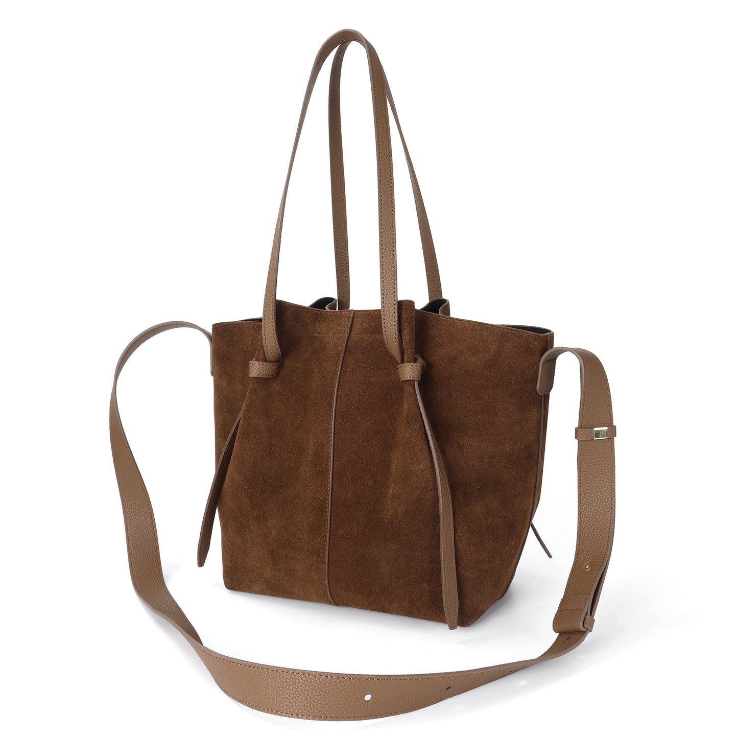 Suede & Leather Convertible Tote Bag