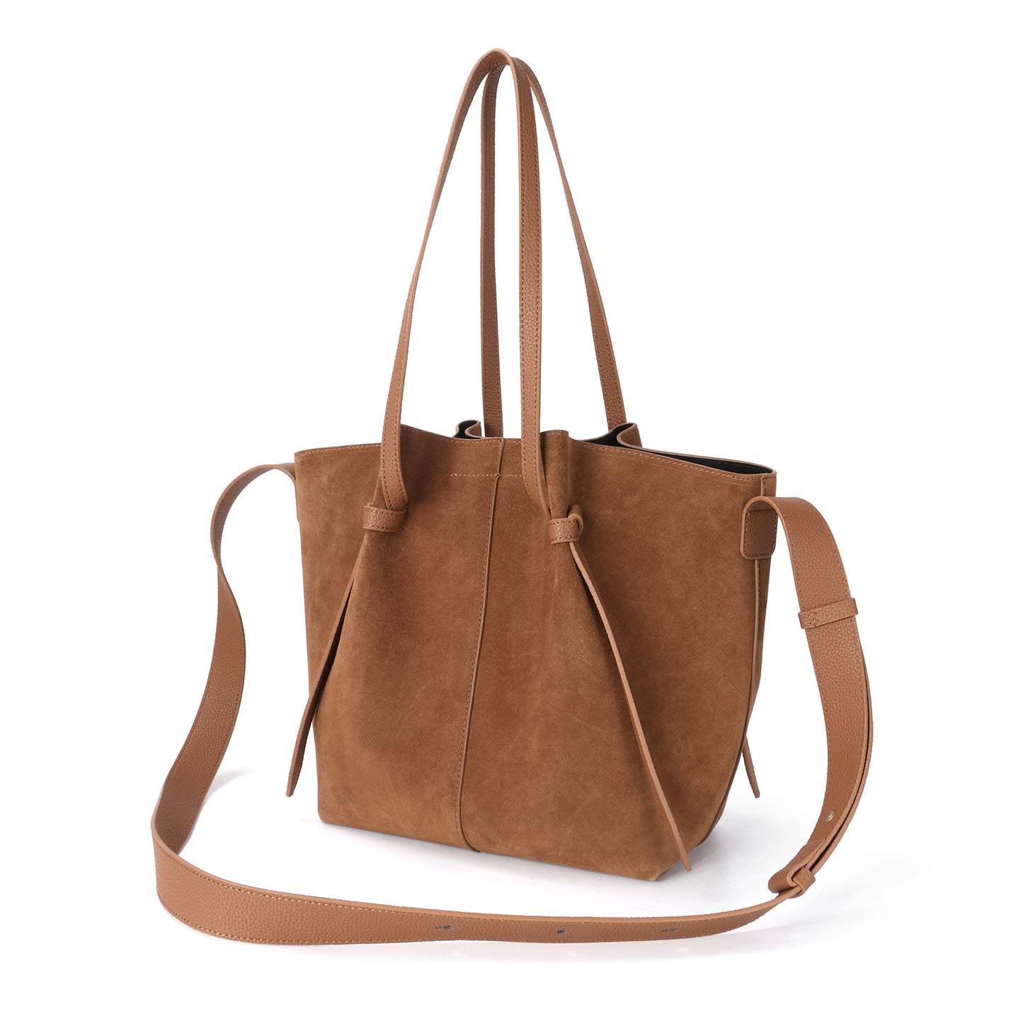 Suede & Leather Convertible Tote Bag