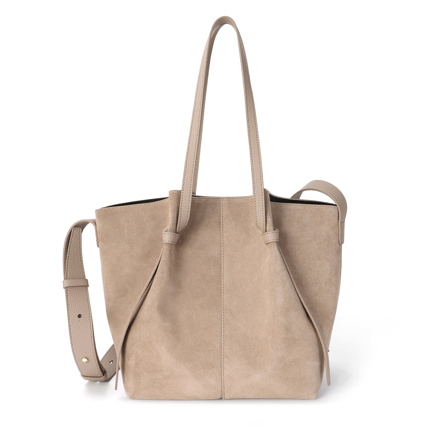 Suede & Leather Convertible Tote Bag