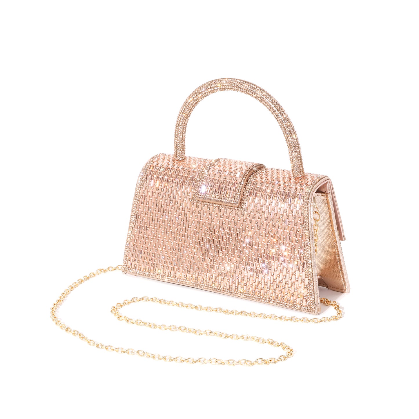 Crystal Embellished Structured Top Handle Evening Bag