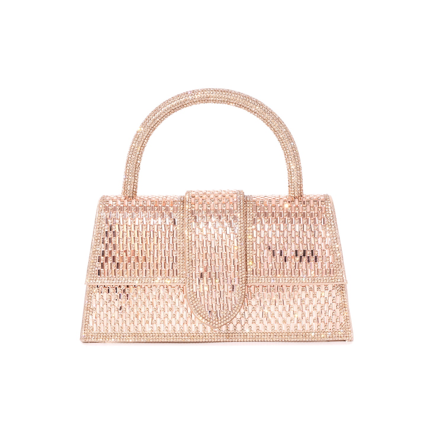 Crystal Embellished Structured Top Handle Evening Bag