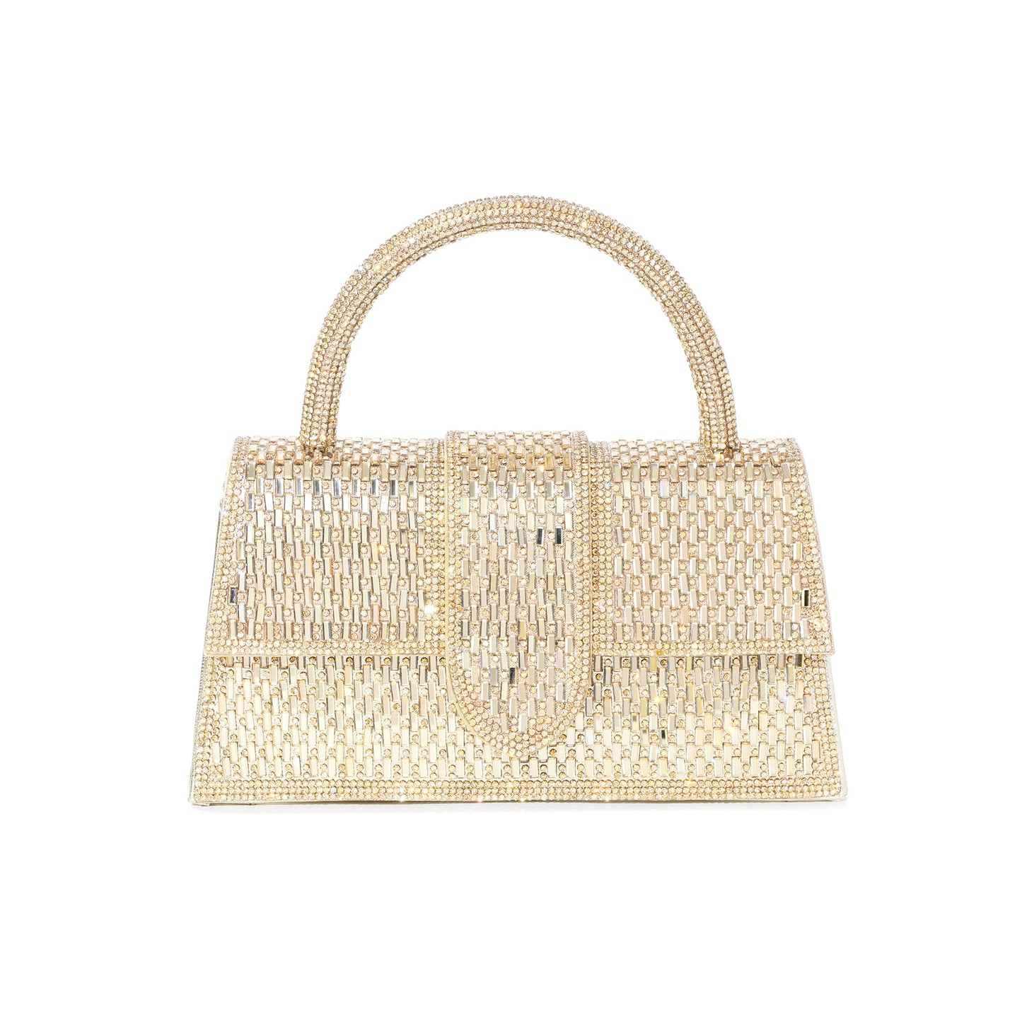 Crystal Embellished Structured Top Handle Evening Bag