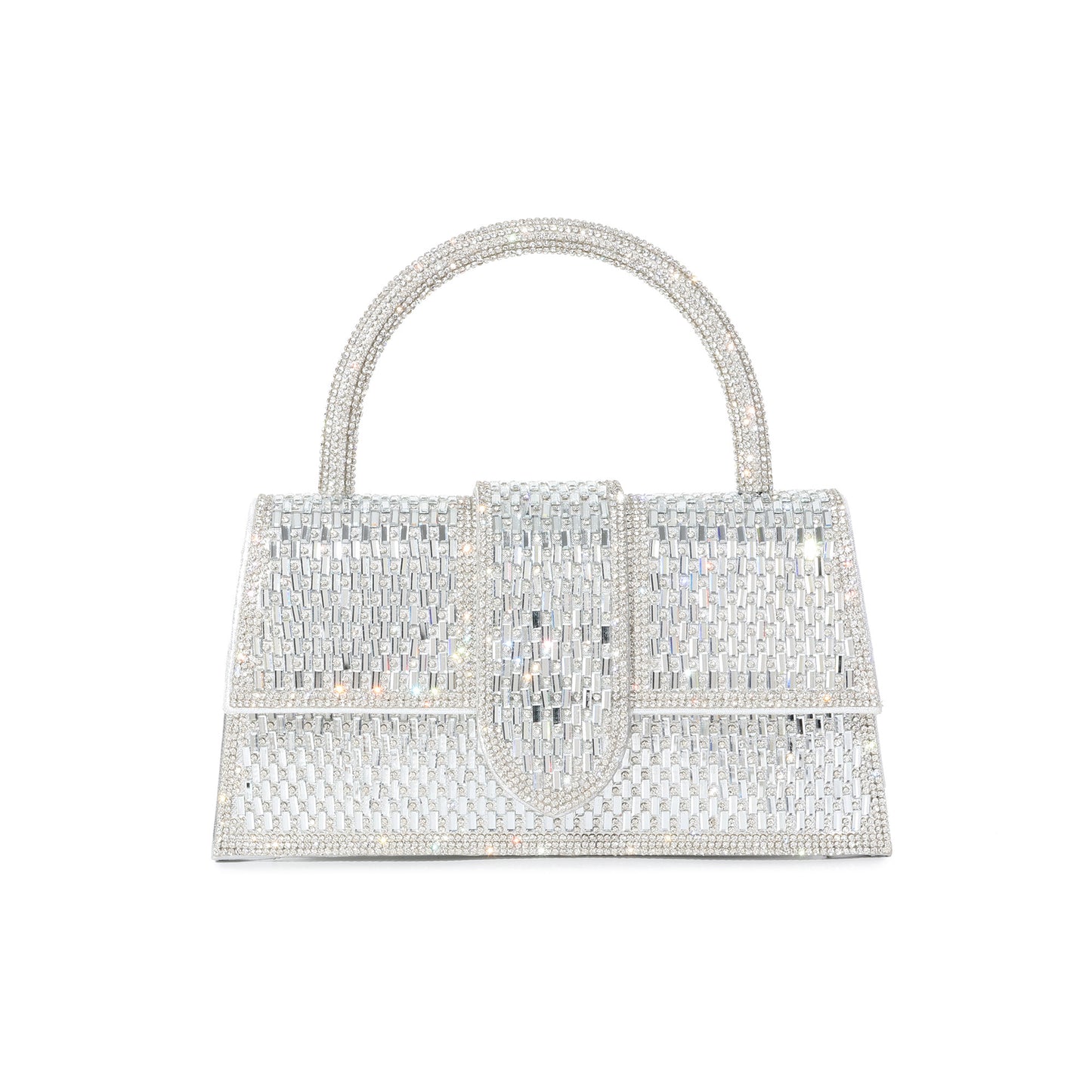 Crystal Embellished Structured Top Handle Evening Bag