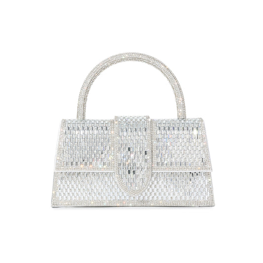 Crystal Embellished Structured Top Handle Evening Bag