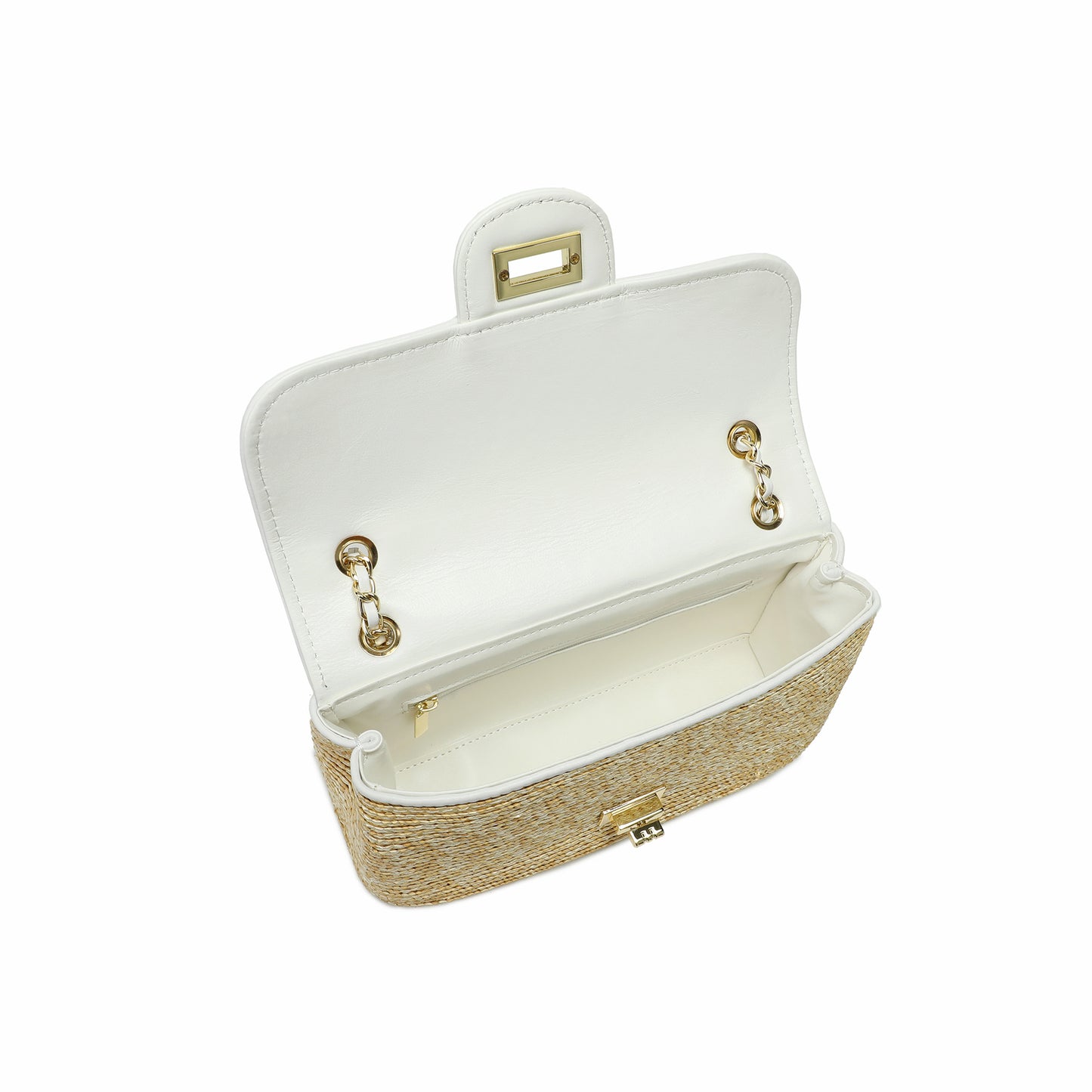 Woven Straw Chain Shoulder Flap Bag