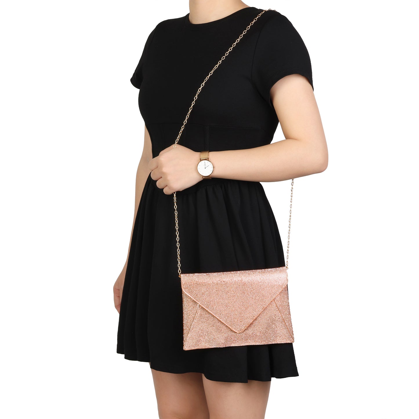 Crystal Embellished Envelope Clutch