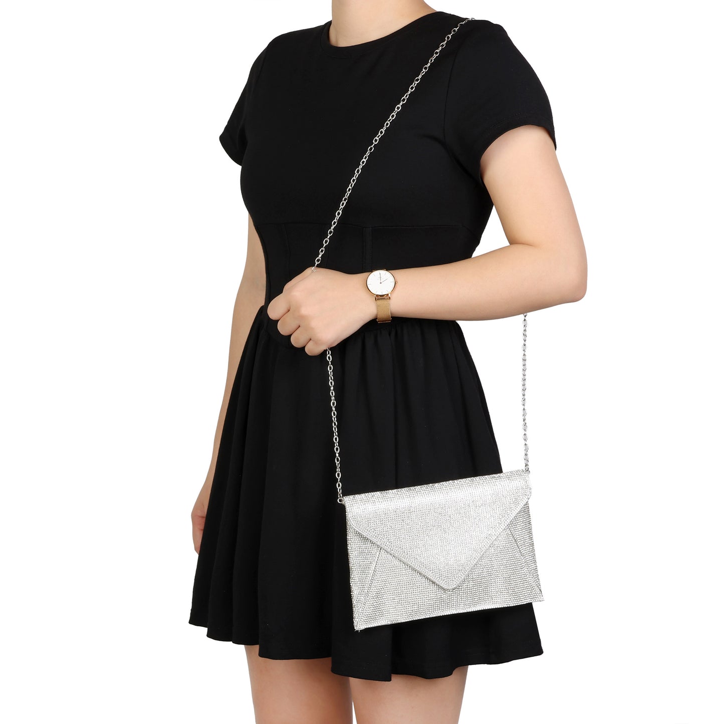Crystal Embellished Envelope Clutch