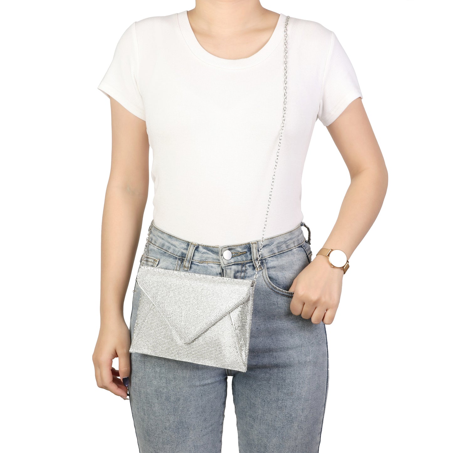 Crystal Embellished Envelope Clutch