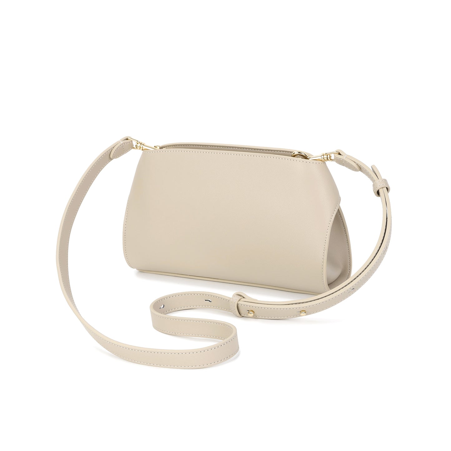 Structured Smooth Leather Lock Shoulder Bag