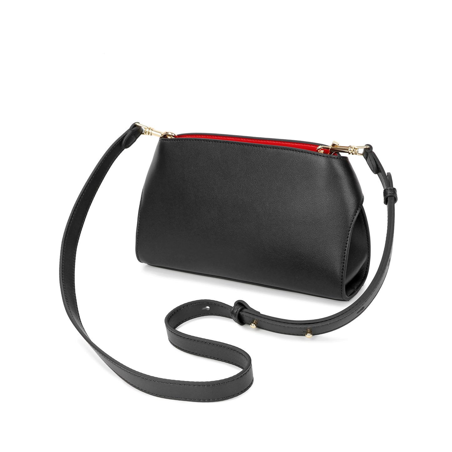 Structured Smooth Leather Lock Shoulder Bag