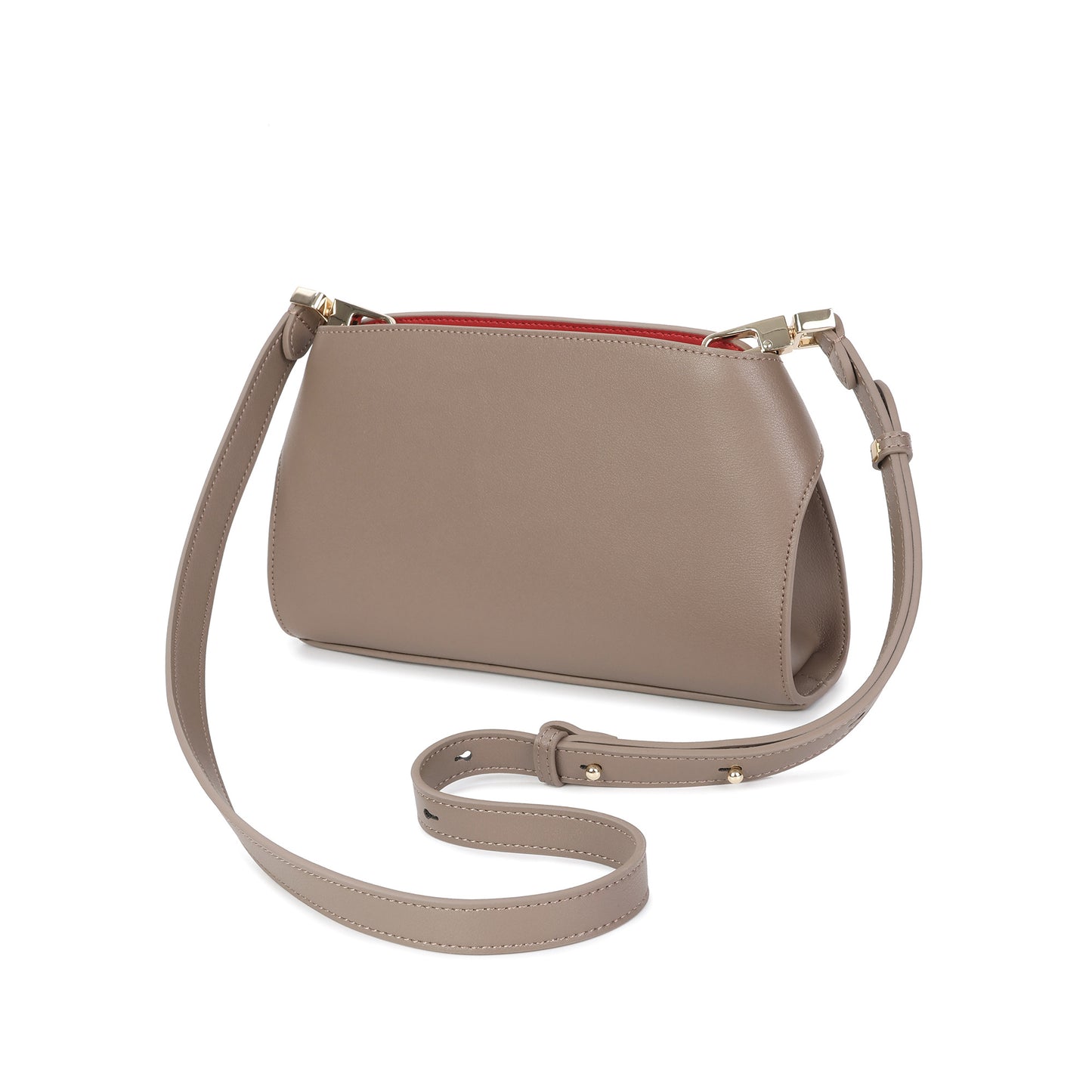 Structured Smooth Leather Lock Shoulder Bag