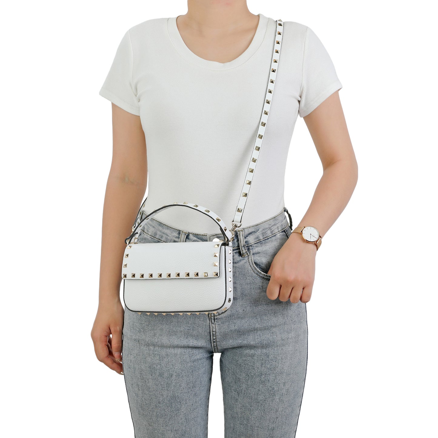 Studded Leather Mini Shoulder Bag