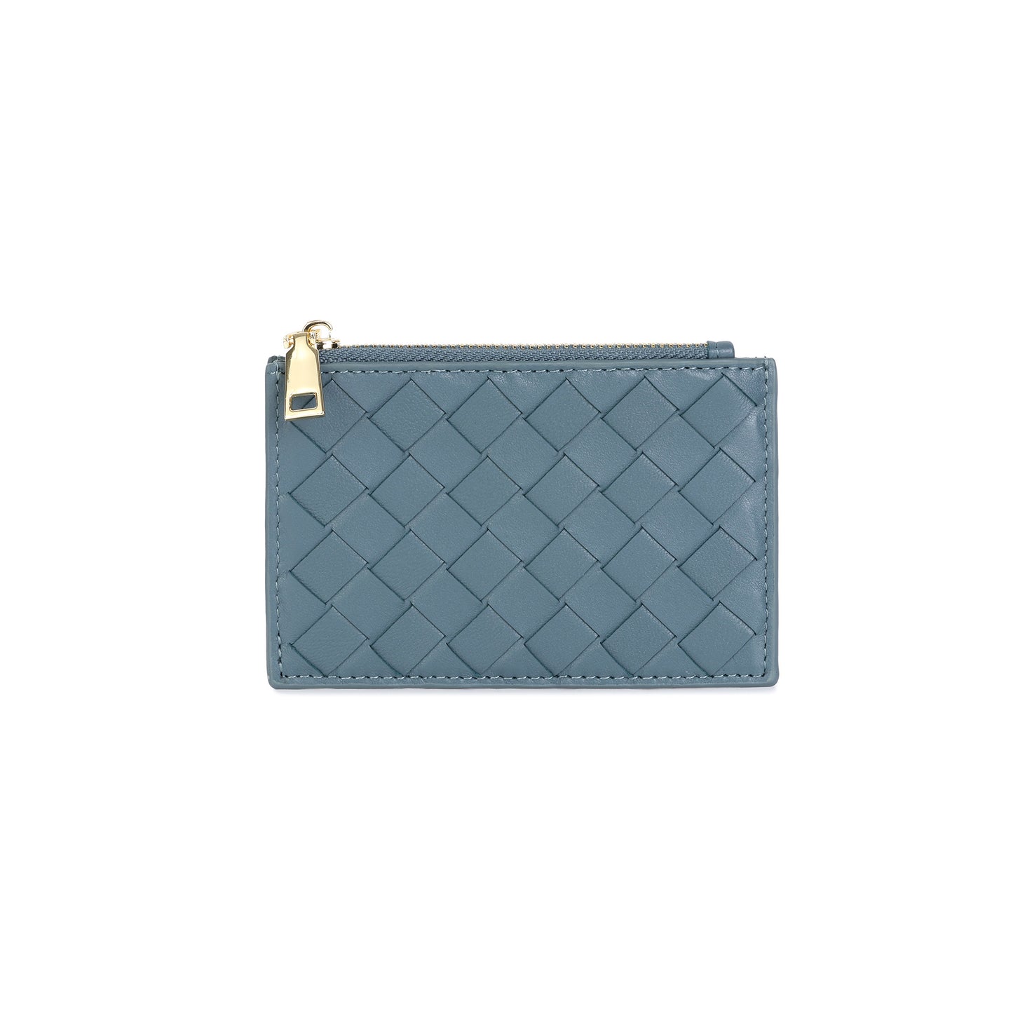 Woven Leather Zip Card Holder