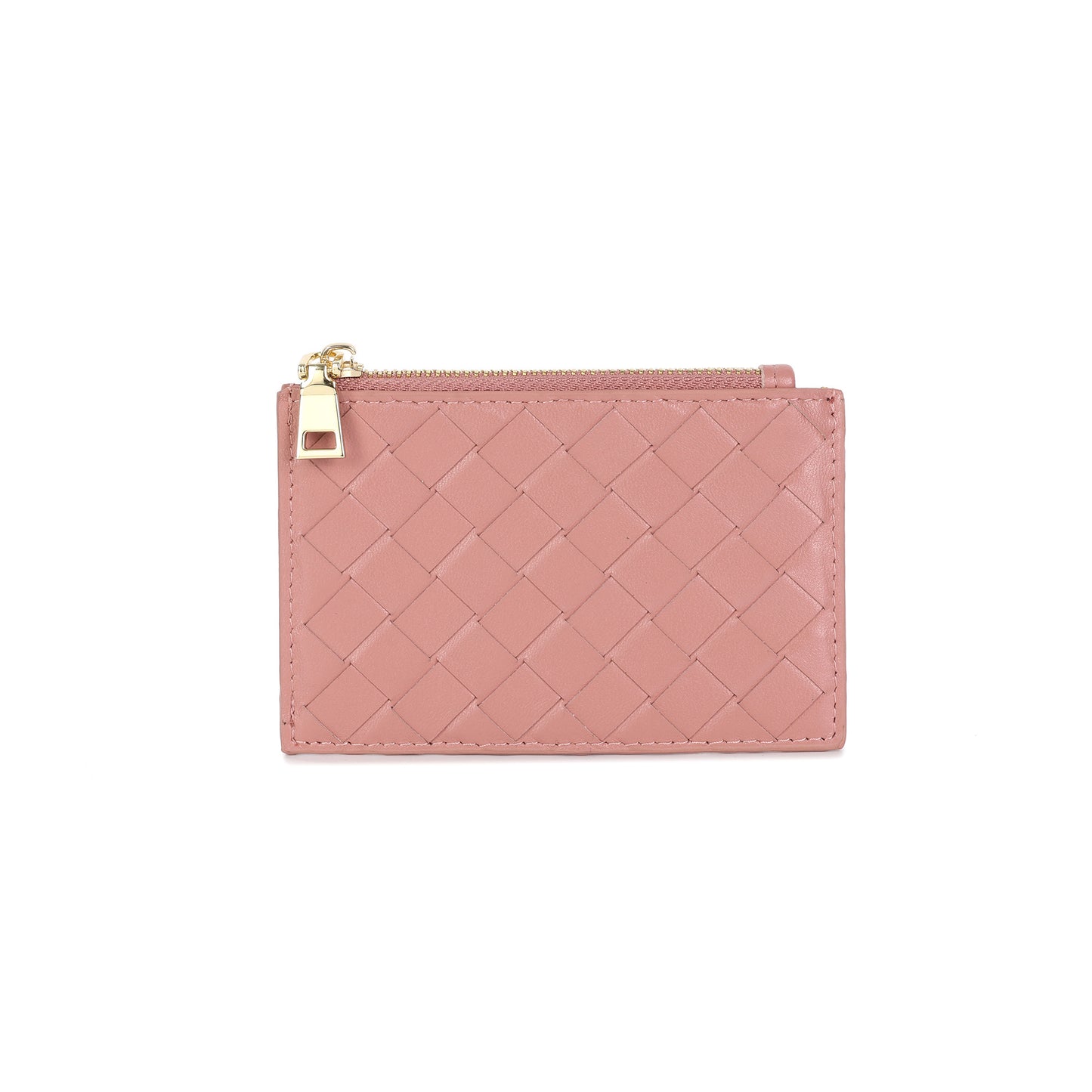 Woven Leather Zip Card Holder