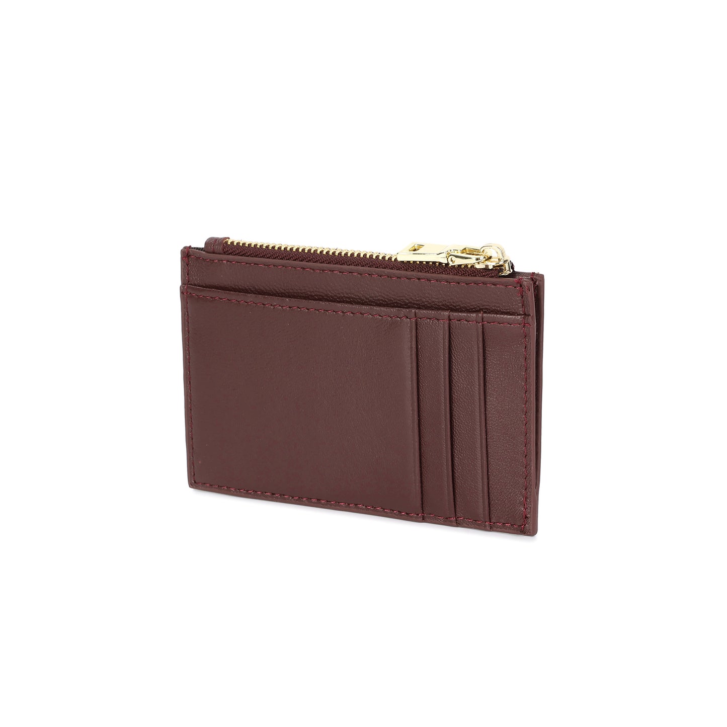 Woven Leather Zip Card Holder