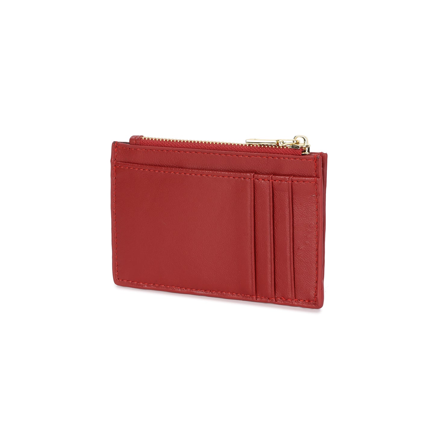 Woven Leather Zip Card Holder
