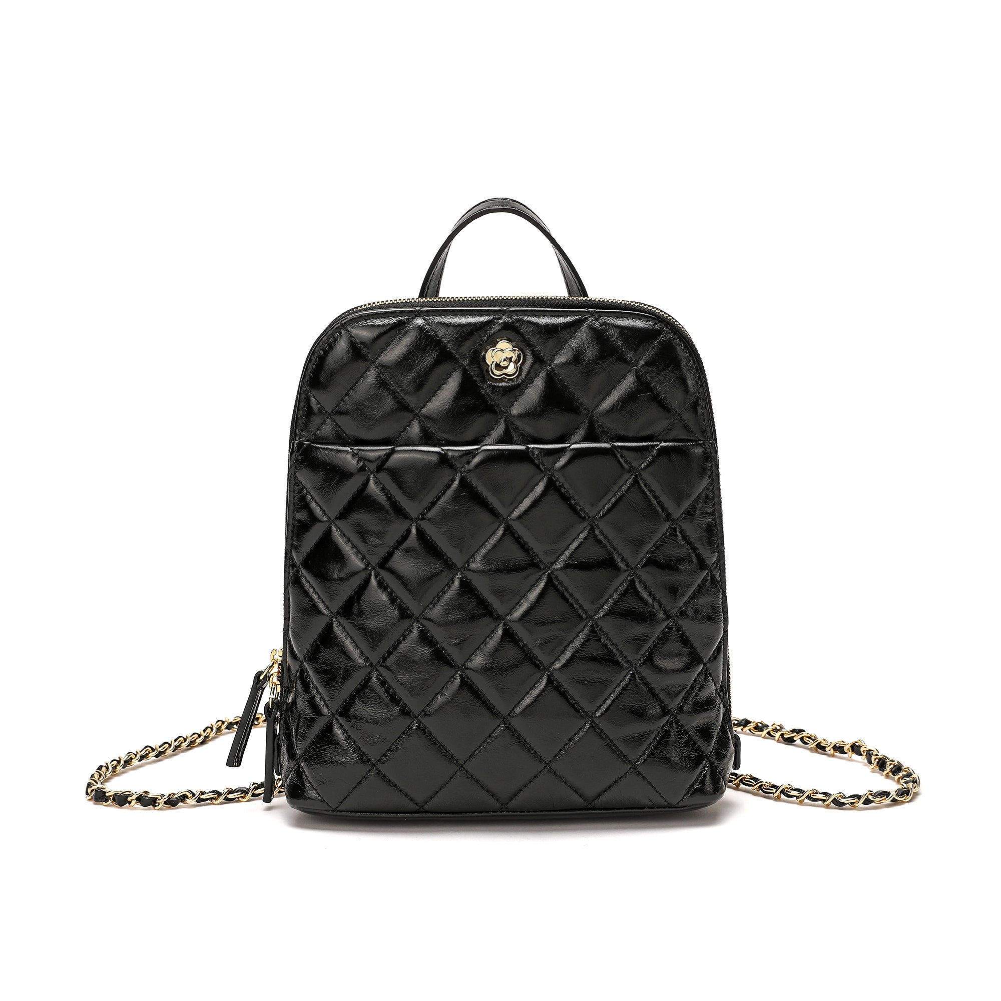 Chanel Patent Leather Quilted Backpack Classic Vintage