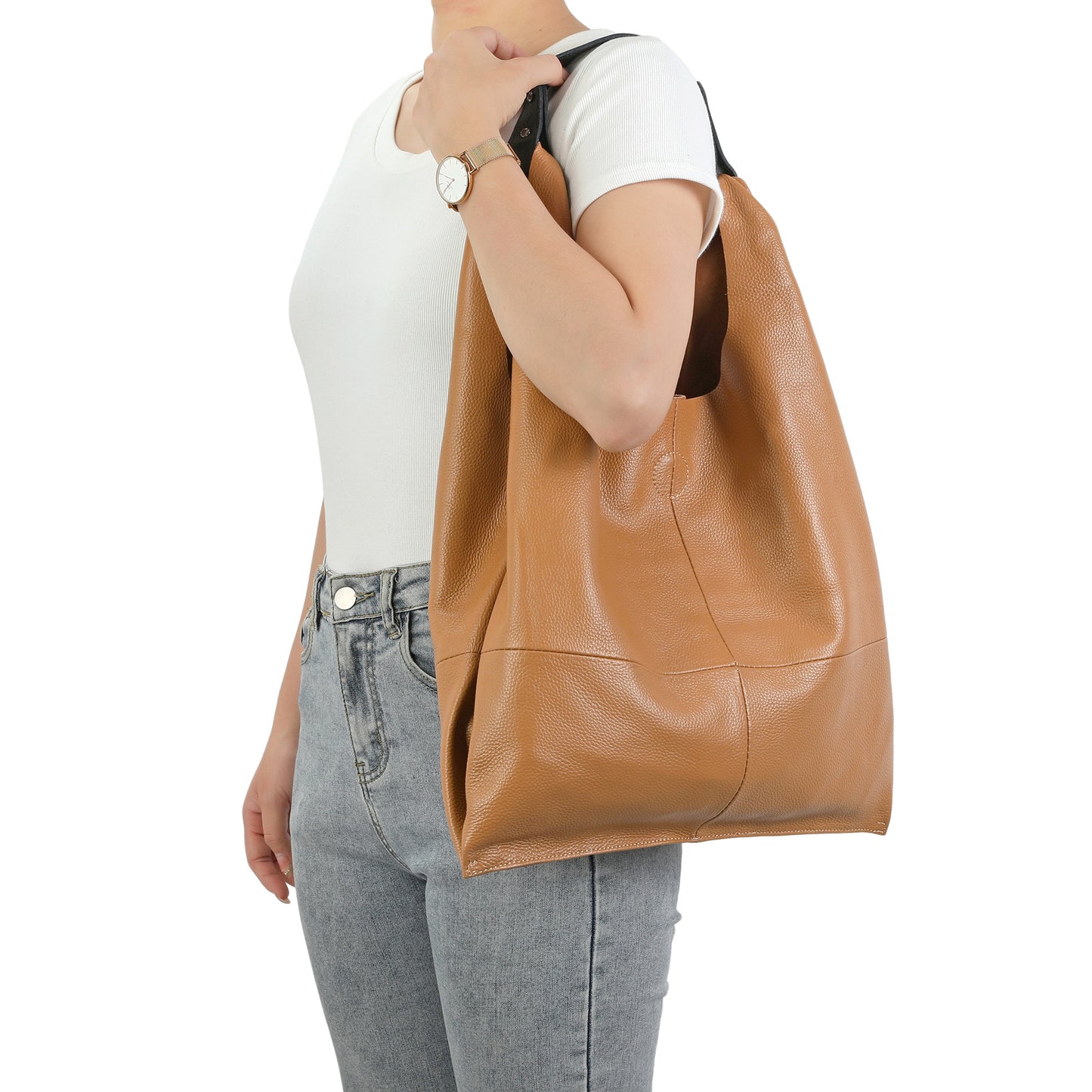 Tiffany & Fred Full-Grain Leather Hobo Tote