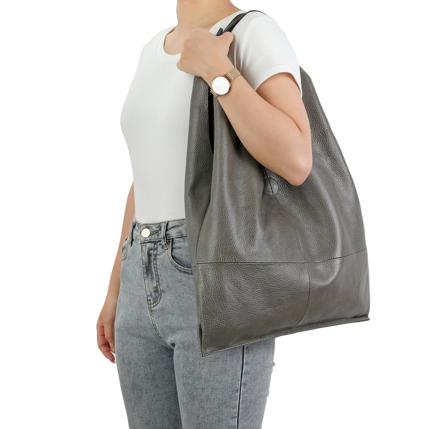 Tiffany & Fred Full-Grain Leather Hobo Tote