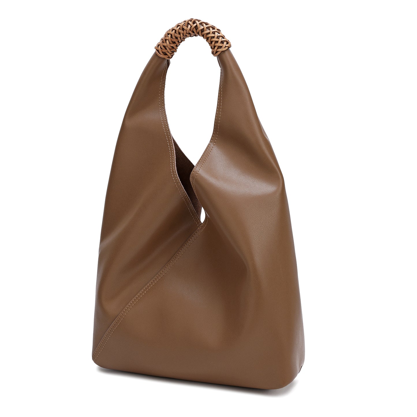 Triangle Shape Smooth Leather Crossbody Bag Messenger Bag 
