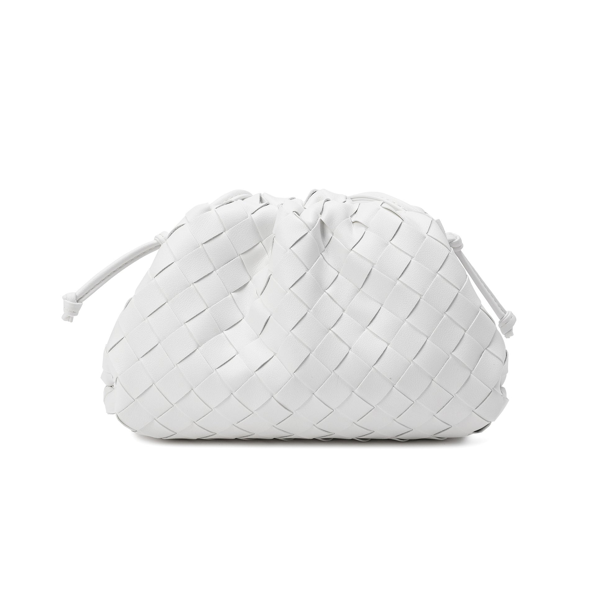 BOTTEGA VENETA: The mini pouch clutch in woven leather - White