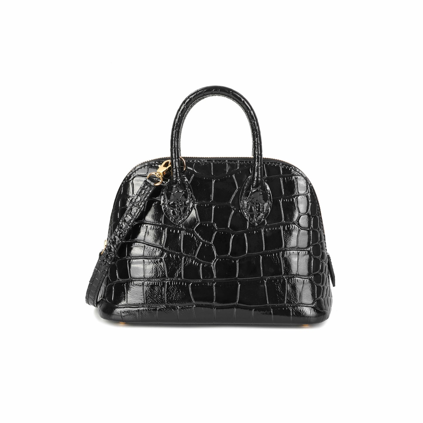 Mini Croc-Embossed Leather Dome Satchel