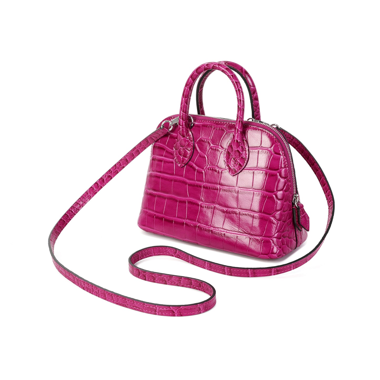 Mini Croc-Embossed Leather Dome Satchel