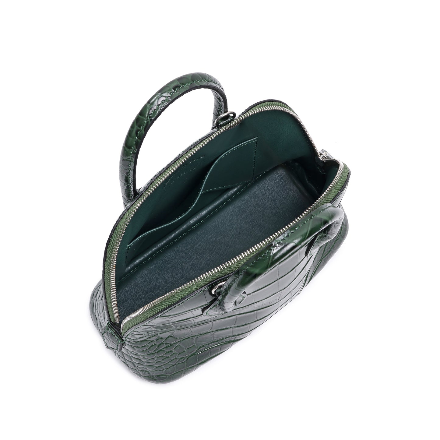 Mini Croc-Embossed Leather Dome Satchel