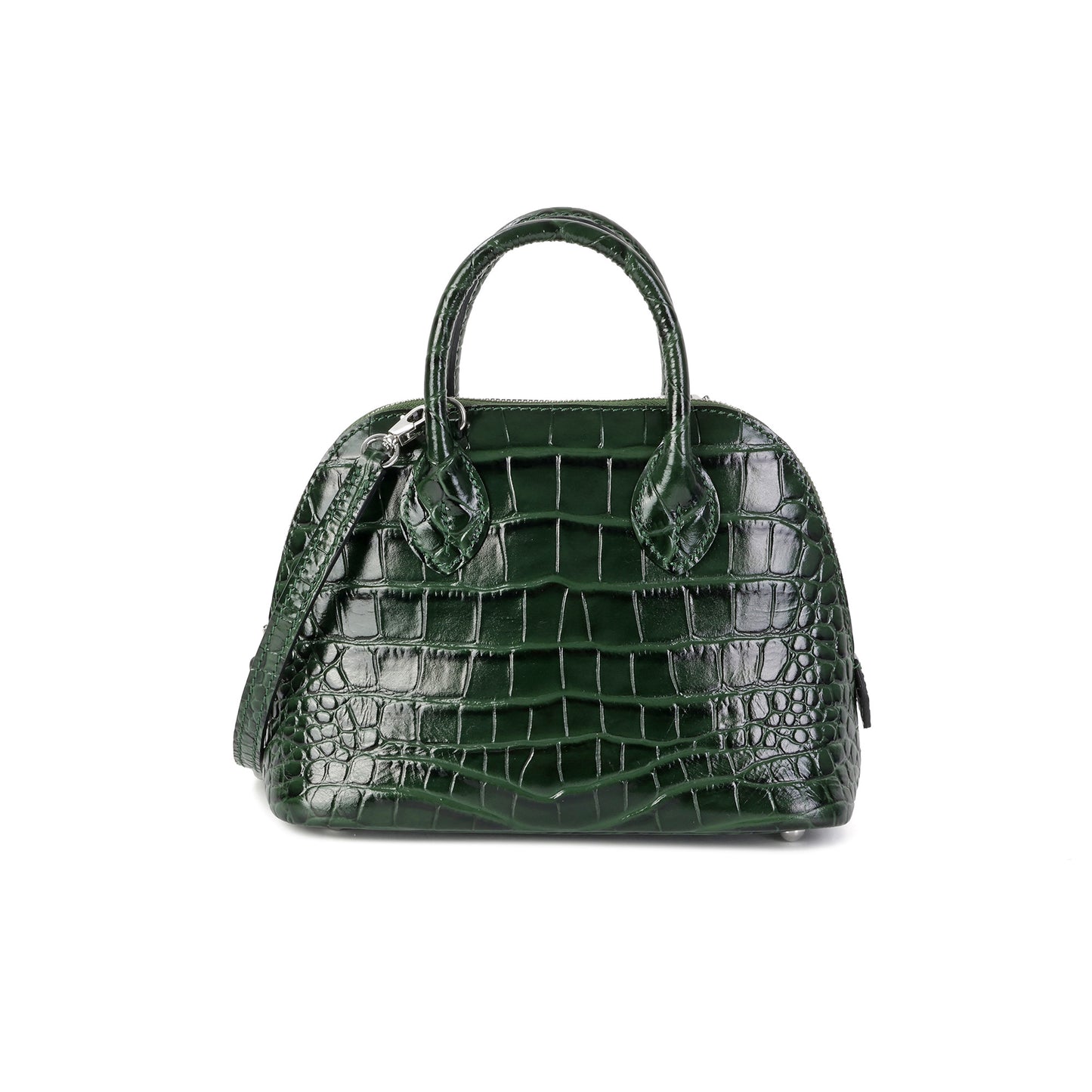 Mini Croc-Embossed Leather Dome Satchel