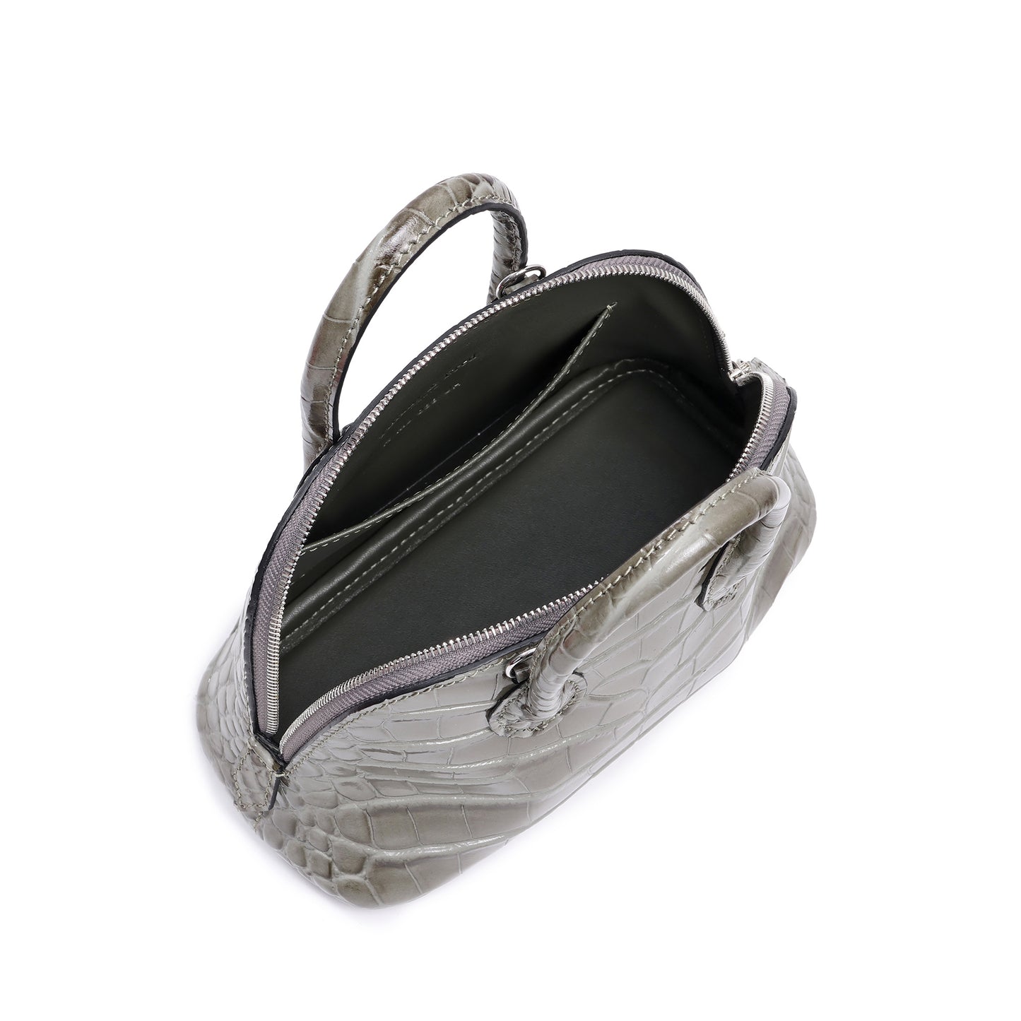 Mini Croc-Embossed Leather Dome Satchel