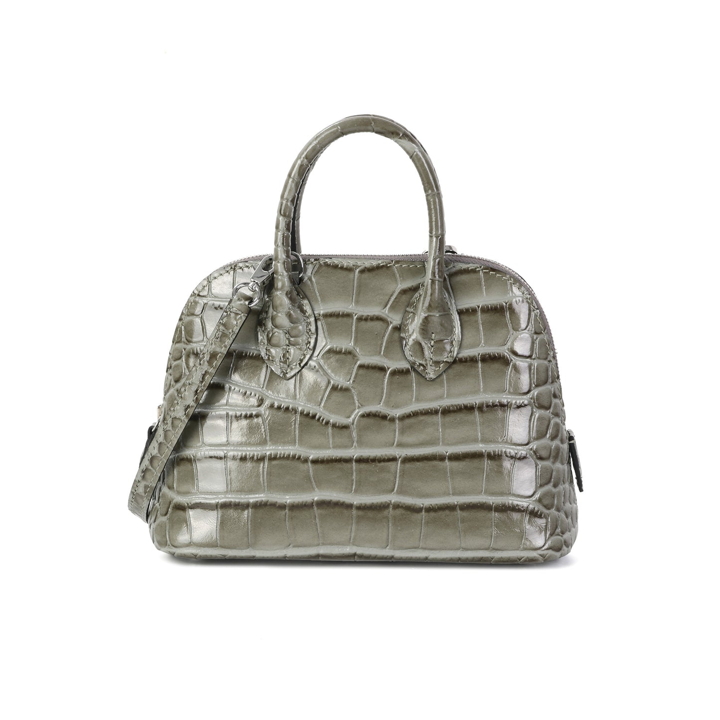Mini Croc-Embossed Leather Dome Satchel