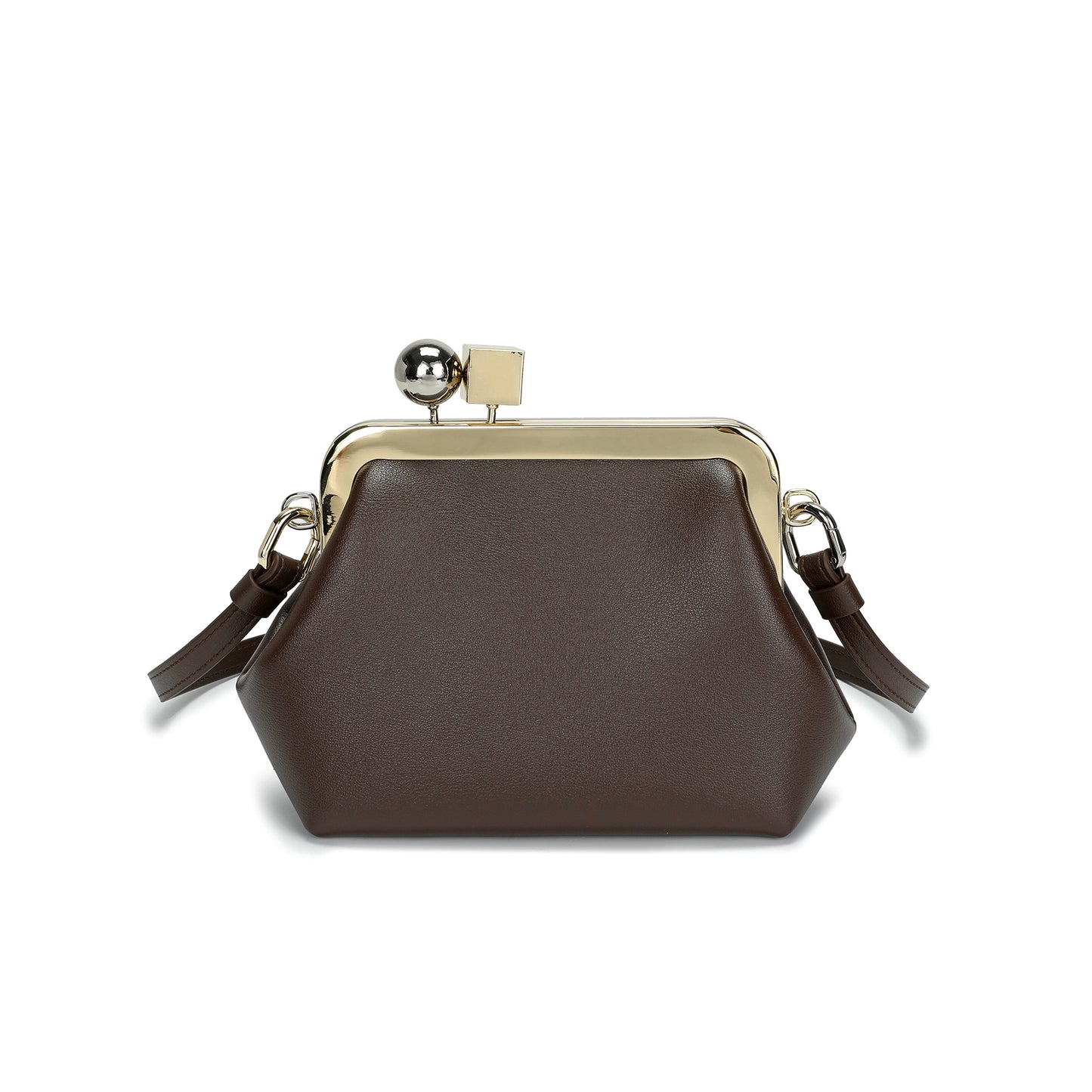 Leather Frame Shoulder Bag with Sculptural Clasp