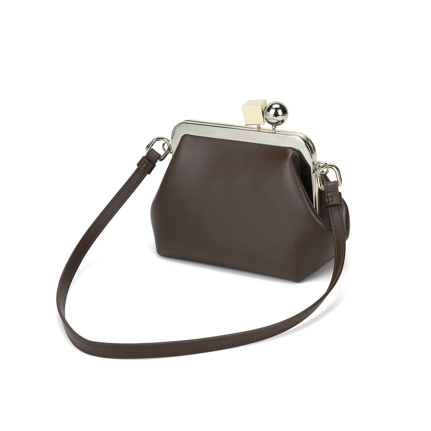 Leather Frame Shoulder Bag with Sculptural Clasp