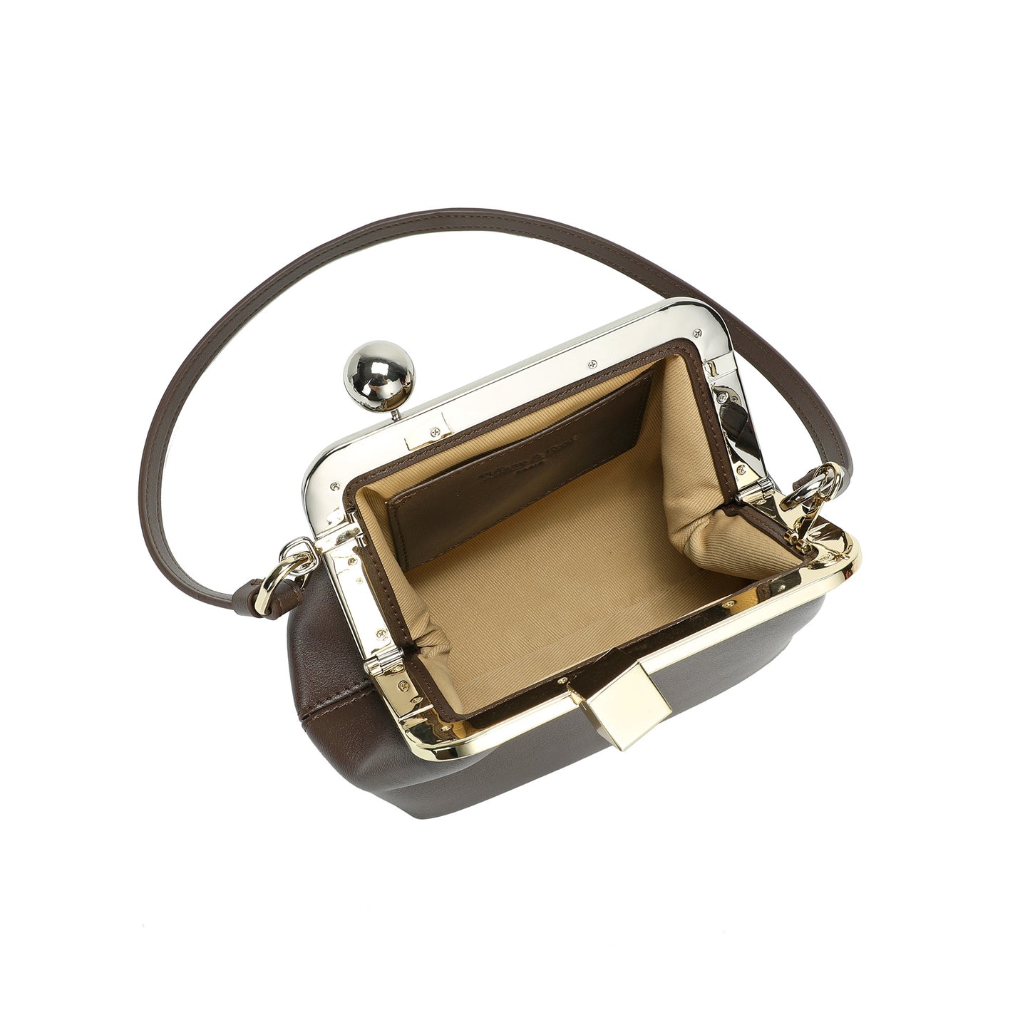 Leather Frame Shoulder Bag with Sculptural Clasp