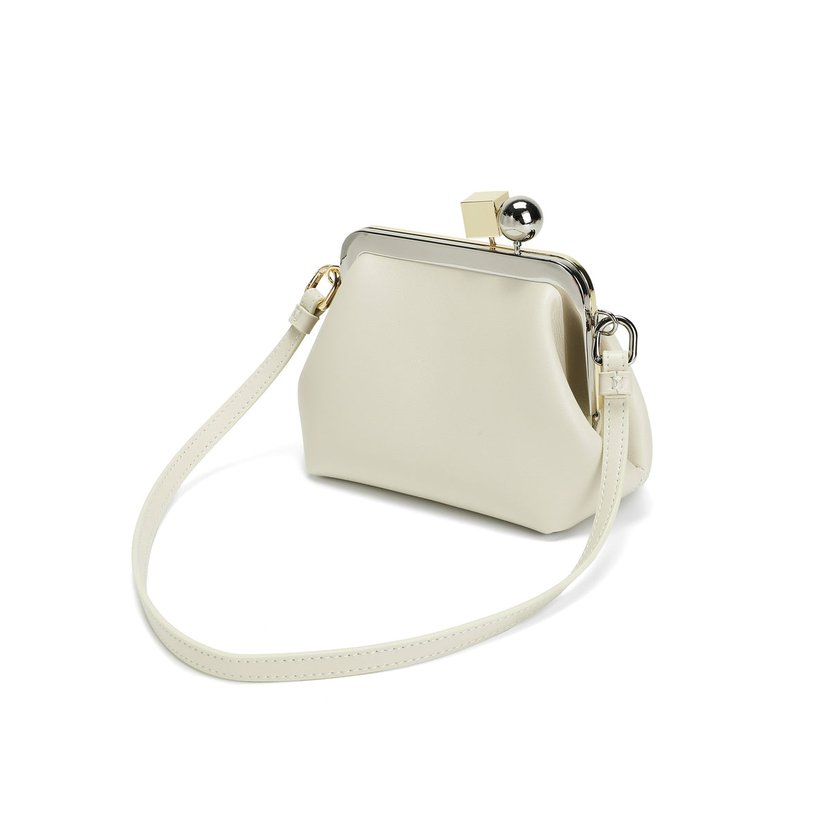 Leather Frame Shoulder Bag with Sculptural Clasp