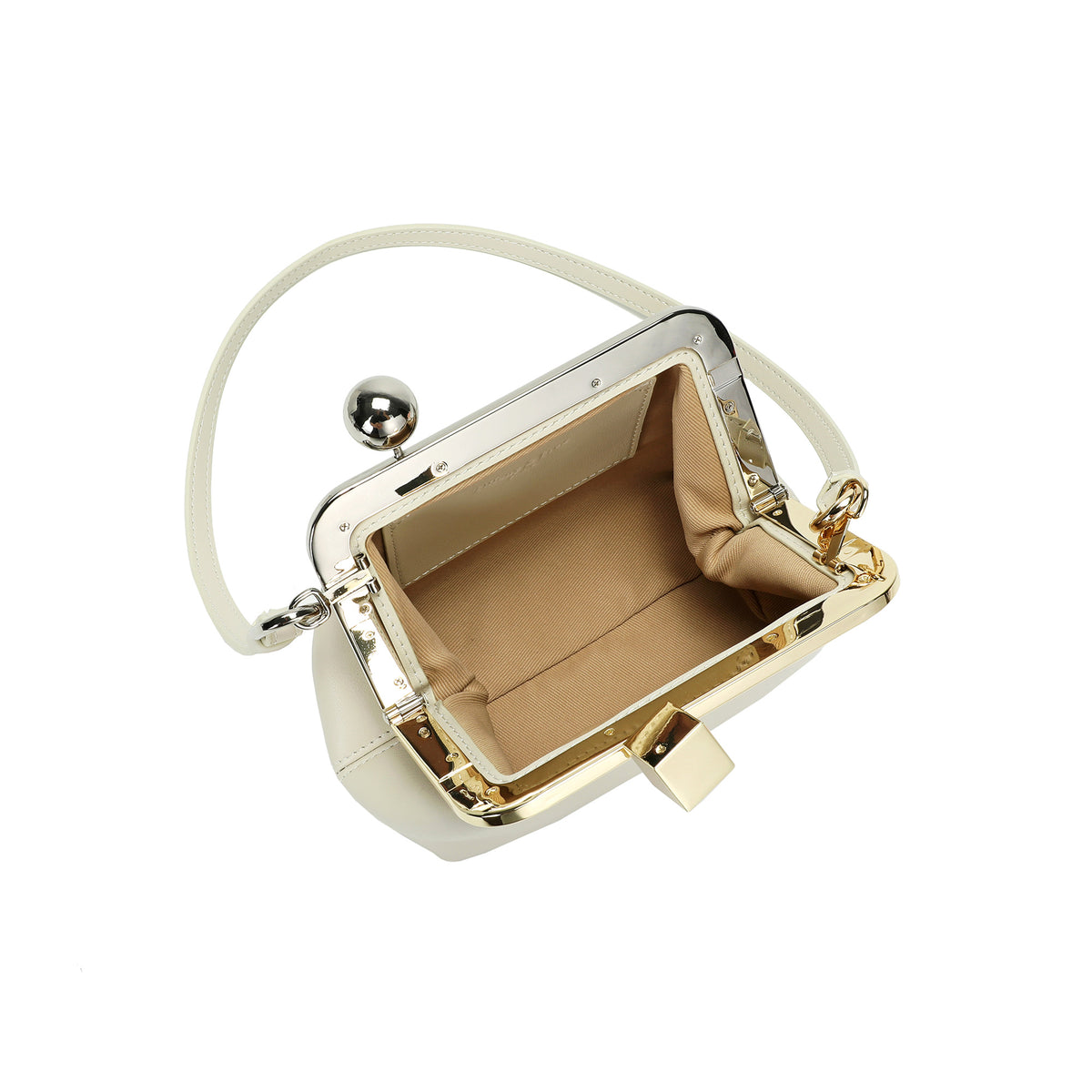 Leather Frame Shoulder Bag with Sculptural Clasp