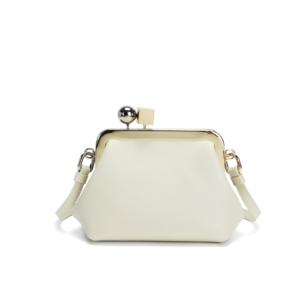 Leather Frame Shoulder Bag with Sculptural Clasp