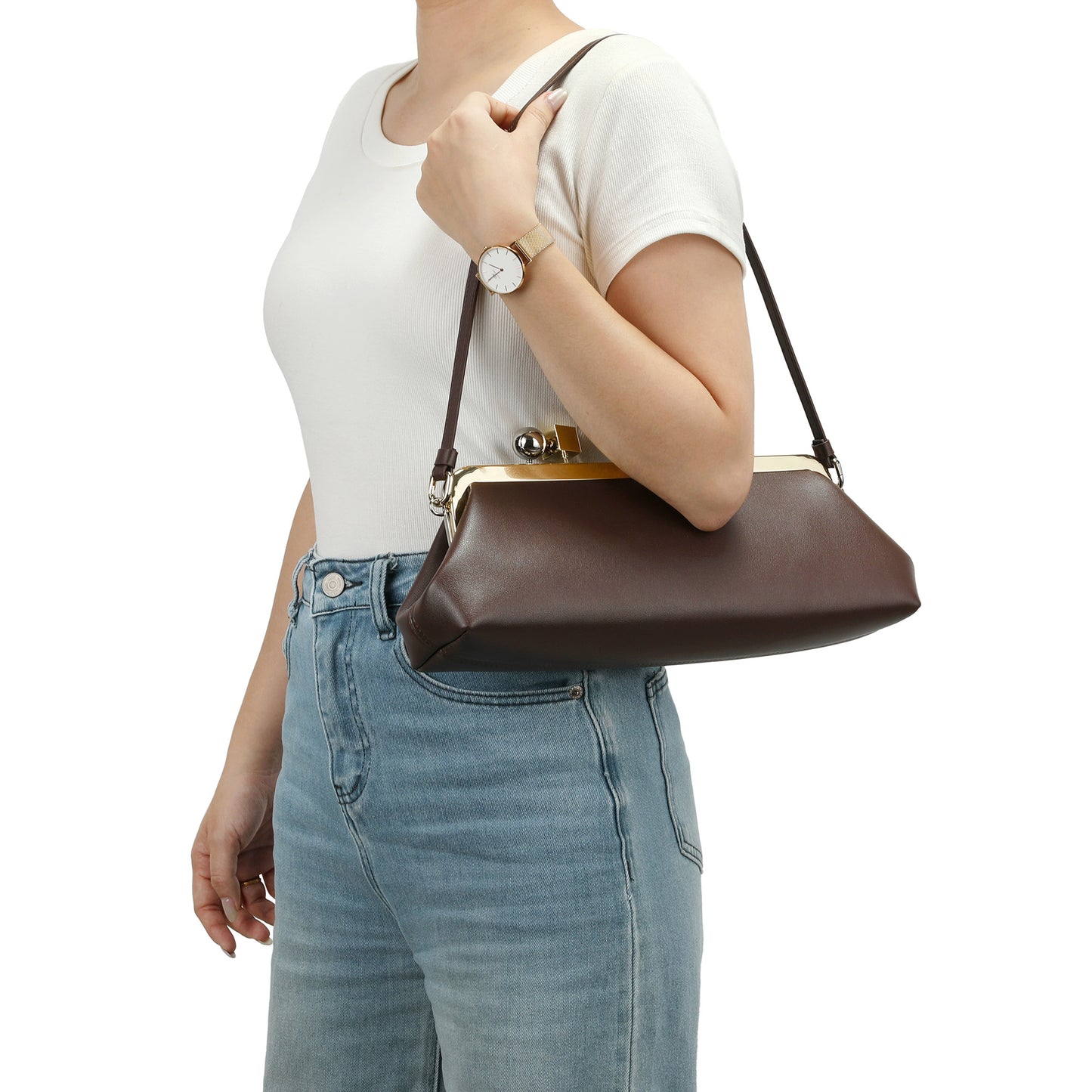 Frame Leather Clutch with Clasp