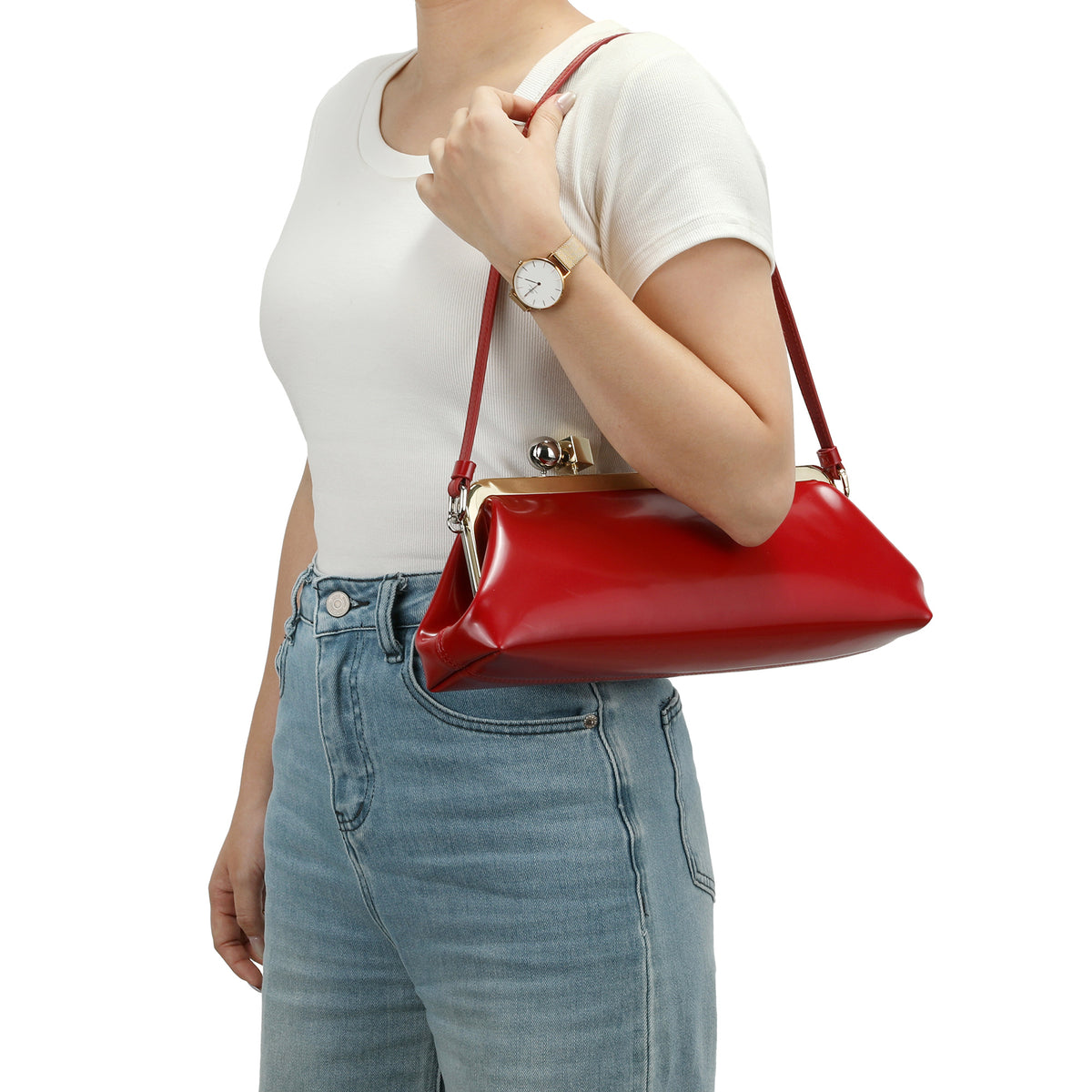Frame Leather Clutch with Clasp