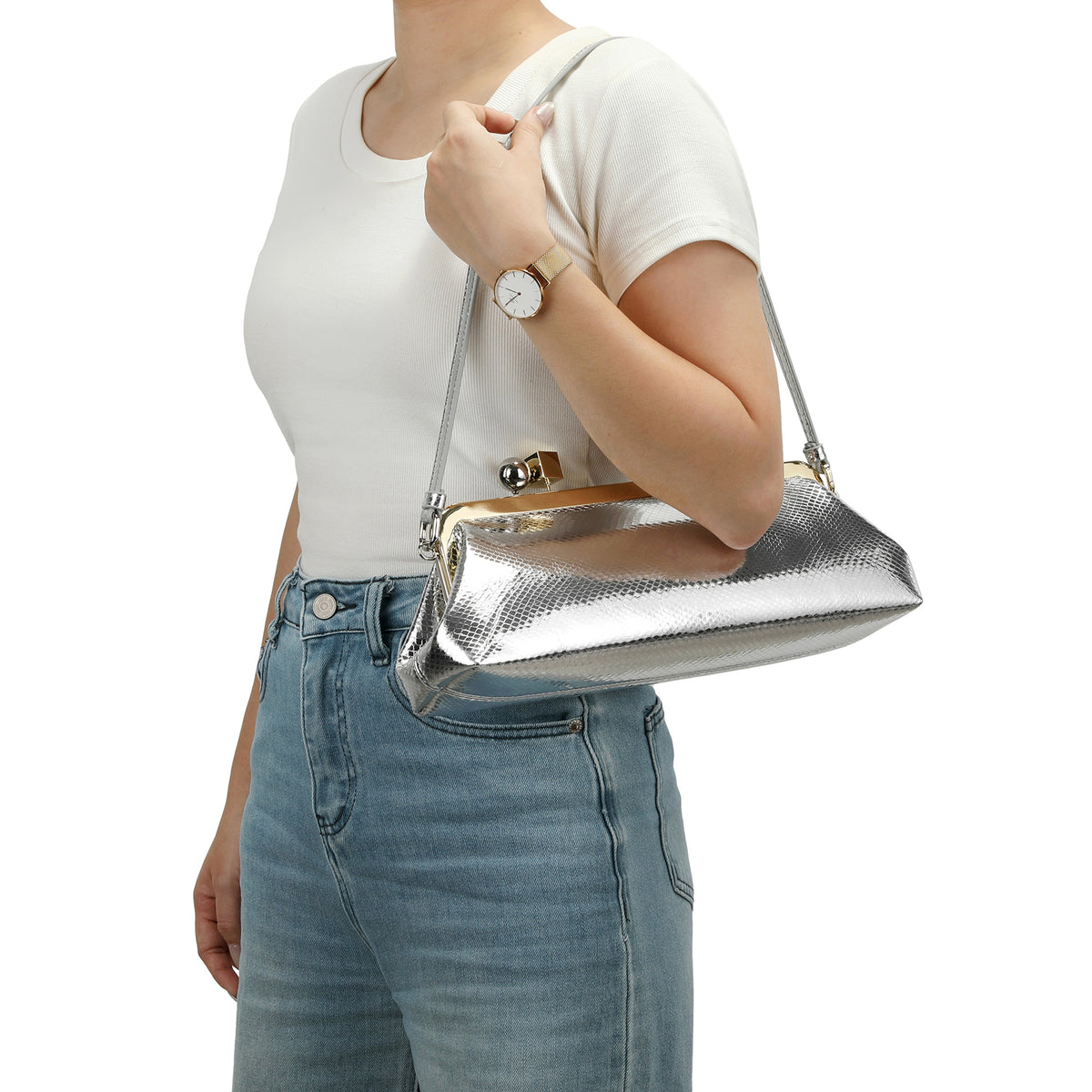 Frame Leather Clutch with Clasp